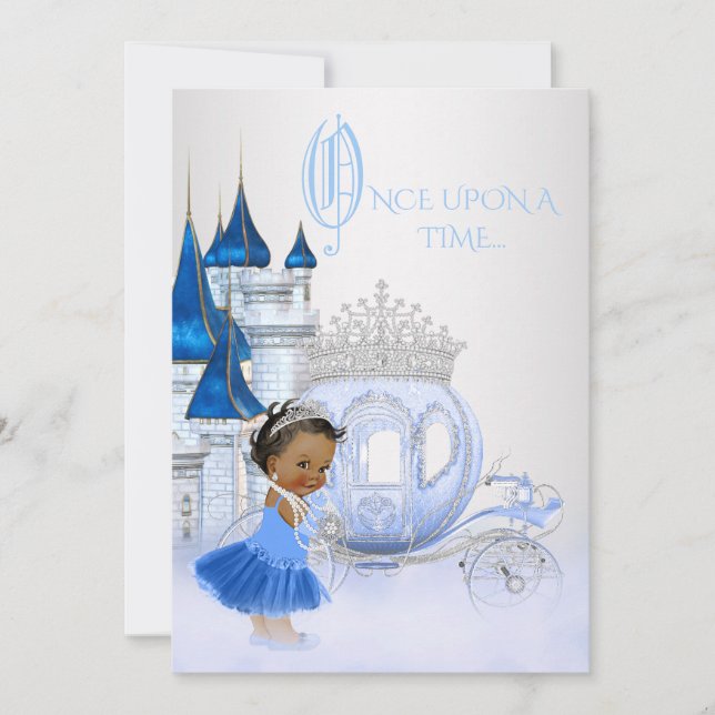 Convite Aniversário da Princesa Cinderela Afro-Americana (Frente)