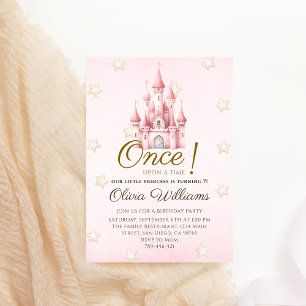 Convite Aniversário da Princesa Conto de Fadas Rosa Real
