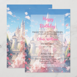 Convite Aniversário da Princesa do Conto de Fadas Kawaii