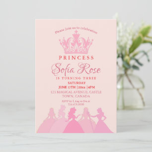 Convite Aniversário da Princesa Menina Rosa