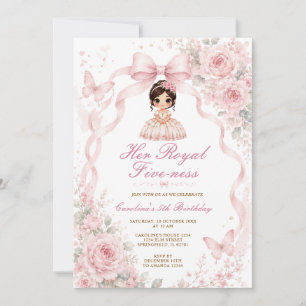 Convite Aniversário da Princesa Menina Rosa Cinco-Ness Rea