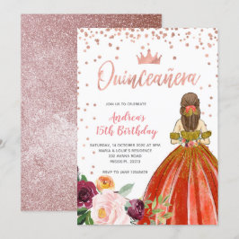 Convite Aniversário da Princesa Mexicana Quinceañera, rosa