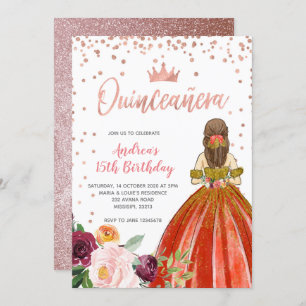 Convite Aniversário da Princesa Mexicana Quinceañera, Rosa