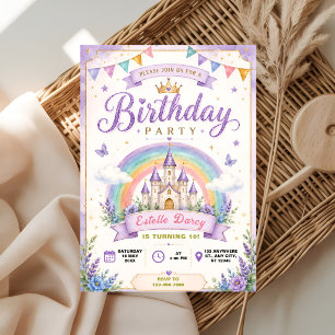 Convite Aniversário da Princesa no Castelo Pastel