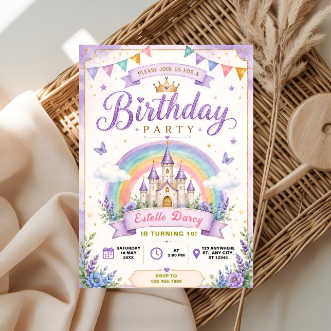 Convite Aniversário da Princesa no Castelo Pastel (Criador carregado)