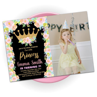 Convite Aniversário da Princesa Princesa Negra Com Folha