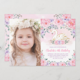 Convite Aniversário da Princesa Púrpura Rosa Feminina