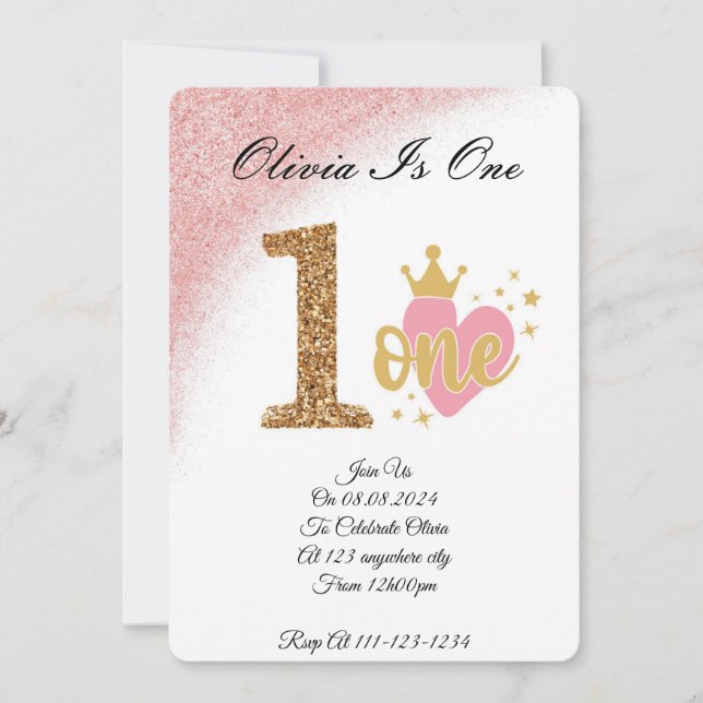 Convite Aniversário da princesa reluzente rosa (Frente)