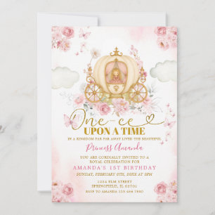 Convite Aniversário da Princesa Rosa Uma-vez Numa História