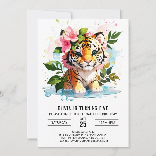 Convite Aniversário da Princesa Selva de Tigre (Frente)