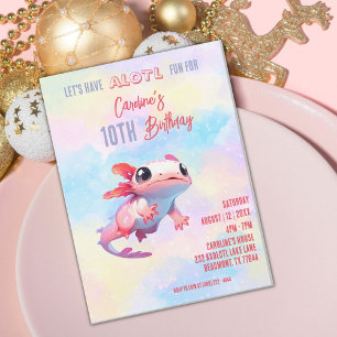 Convite Aniversário da Rainbow axolotl