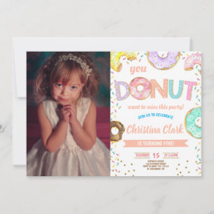 Convite Aniversário da Rosquinha Sprinkle Girl com foto