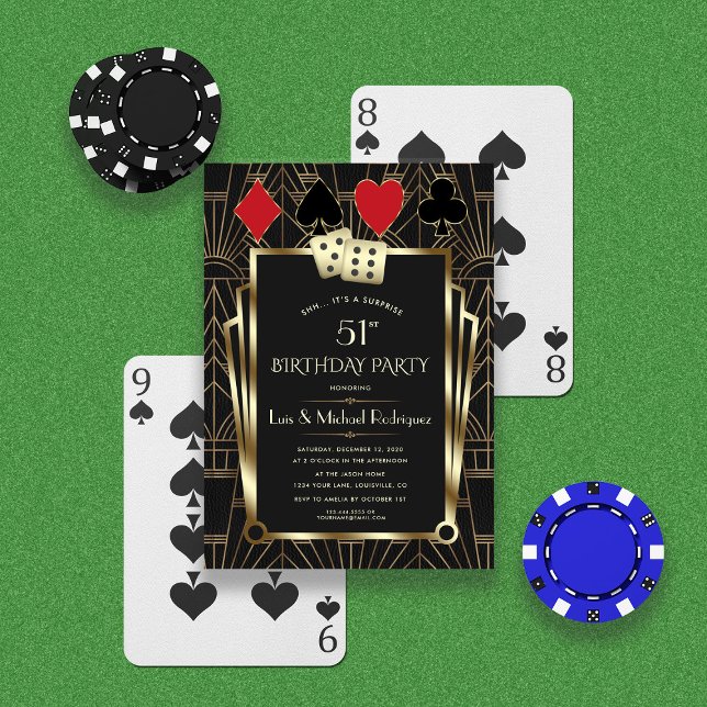 Convite Aniversário da rua Las Vegas Casino Royale Art Dec (Criador carregado)