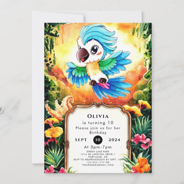 Convite Aniversário da Selva da Aquarela (Frente)