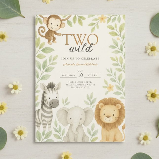 Convite Aniversário da Selva Selvagem Cafari (Criador carregado)