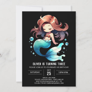 Convite Aniversário da Sereia da Aquarela Adorável