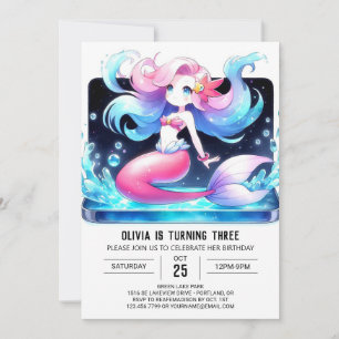 Convite Aniversário da Sereia do Pastel Personalizado