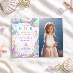 Convite Aniversário da Sereia Pastel Debaixo do Mar