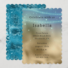 Convite Aniversário da Sereia Roxo Dourado Aqua Sparkle Gl