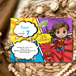 Convite aniversário da super-heroína pop