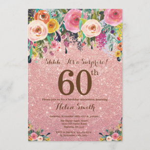 Convite Aniversário da surpresa floral Dourado cor-de-ros