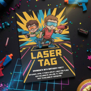 Convite Aniversário da Tag Laser Neon legal