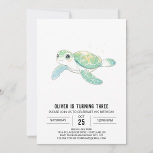 Convite Aniversário da Tartaruga Marinha Menta Caprichosa