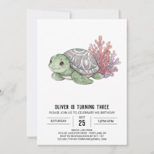 Convite Aniversário da Tartaruga Marinha Verde