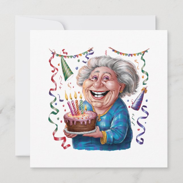 Convite Aniversário da Vovó com Grande Sorriso (Frente)