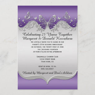 Convite Aniversário das borboletas ornamentado de prata