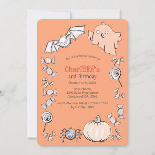 Convite Aniversário das crianças de Halloween doce doce