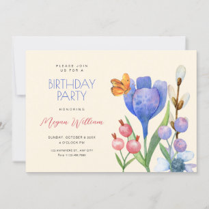 Convite Aniversário das flores da aquarela
