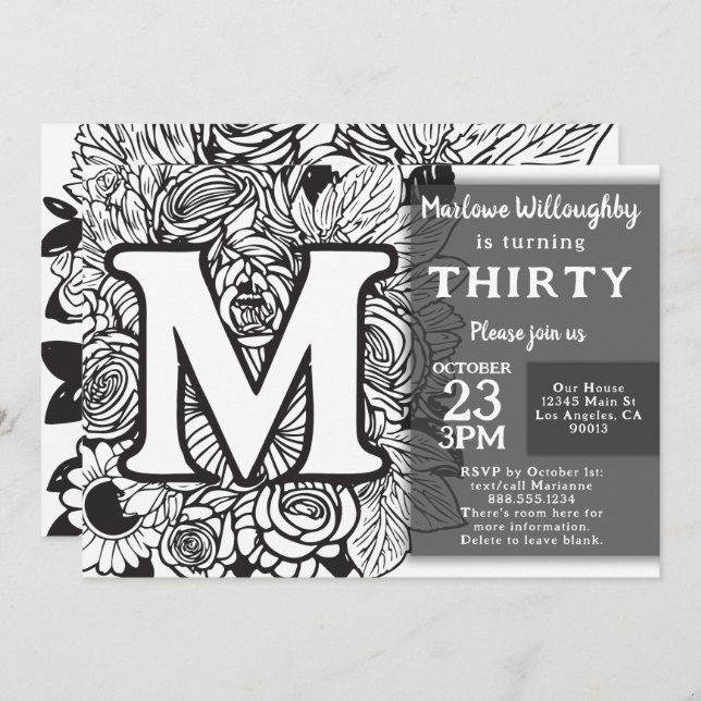 Convite Aniversário das Flores da Tatuagem Monográfica Pre (Frente/Verso)