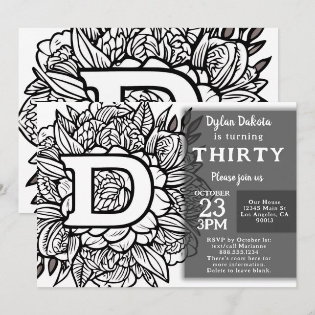 Convite Aniversário das Flores da Tatuagem Monográfica Pre (Frente/Verso)