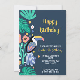Convite Aniversário das flores de aves tropicais de toucad