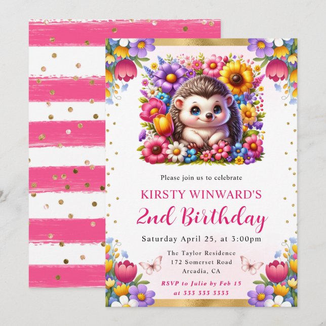 Convite Aniversário das flores de Páscoa de Aquarela (Frente/Verso)