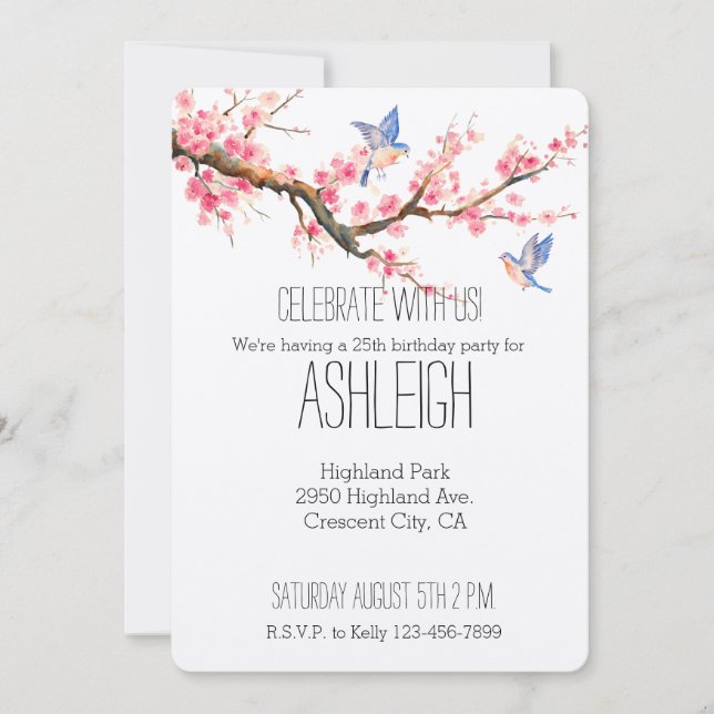 Convite Aniversário das flores e das aves do florescimento (Frente)