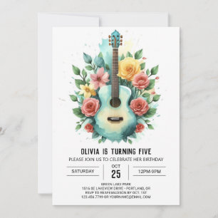 Convite Aniversário das flores selvagens e das cordas do v
