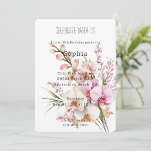 Convite Aniversário das Flores Tropicais Rosa