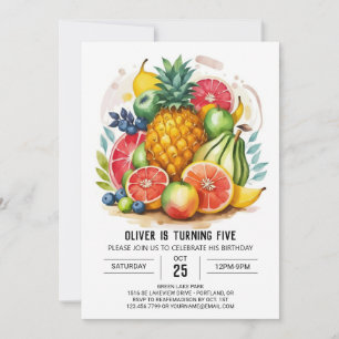 Convite Aniversário das Frutas de Aquarela Coloridas