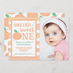 Convite Aniversário das meninas do tema do pêssego do doce