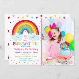 Convite Aniversário das Nuvens do Arco-Íris Cute