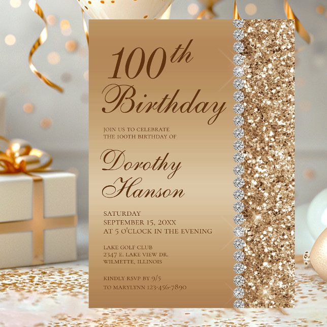 Convite Aniversário de 100 anos Elegante (Criador carregado)