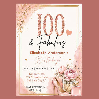 Convite Aniversário de 100 anos Fabuloso Peônia e Perfume