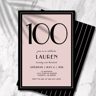 Convite Aniversário de 100 anos Feminino Moderno Minimalis