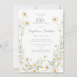 Convite Aniversário de 100 anos Flor de Nascimento de Abri