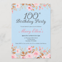 Aniversário de 100 anos Flor Feminina Floral Elega