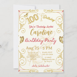 Convite Aniversário de 100 anos Marco Elegante