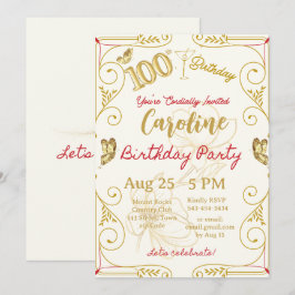 Convite Aniversário de 100 anos Marco Elegante