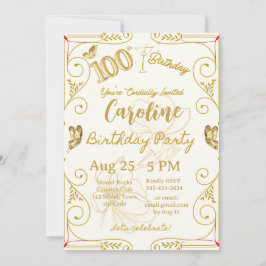 Convite Aniversário de 100 anos Marco Elegante